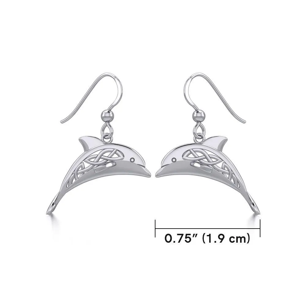 Celtic Joyful Dolphins Sterling Silver Earrings