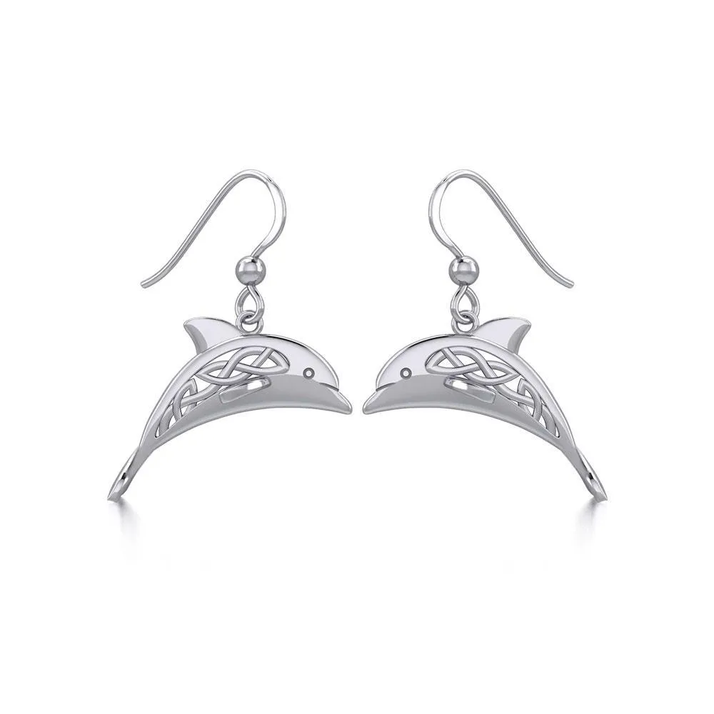 Celtic Joyful Dolphins Sterling Silver Earrings