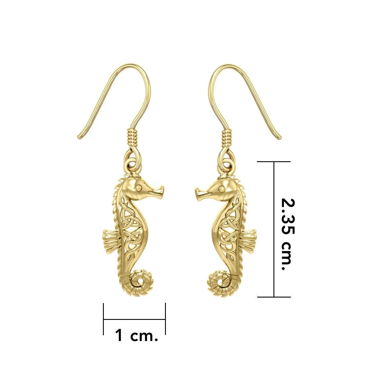 Celtic Knots Seahorse Solid Gold Earrings