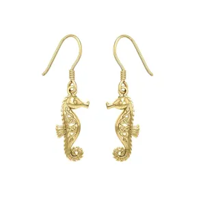 Celtic Knots Seahorse Solid Gold Earrings