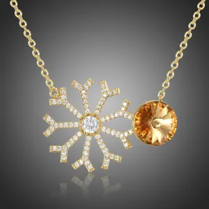 Champagne Cubic Zirconia Snowflake Pendant KPN0275