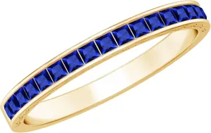 Channel Set Created Blue Sapphire Wedding Anniversary Ring, 1 cttw, Stackable Gemstone Jewelry