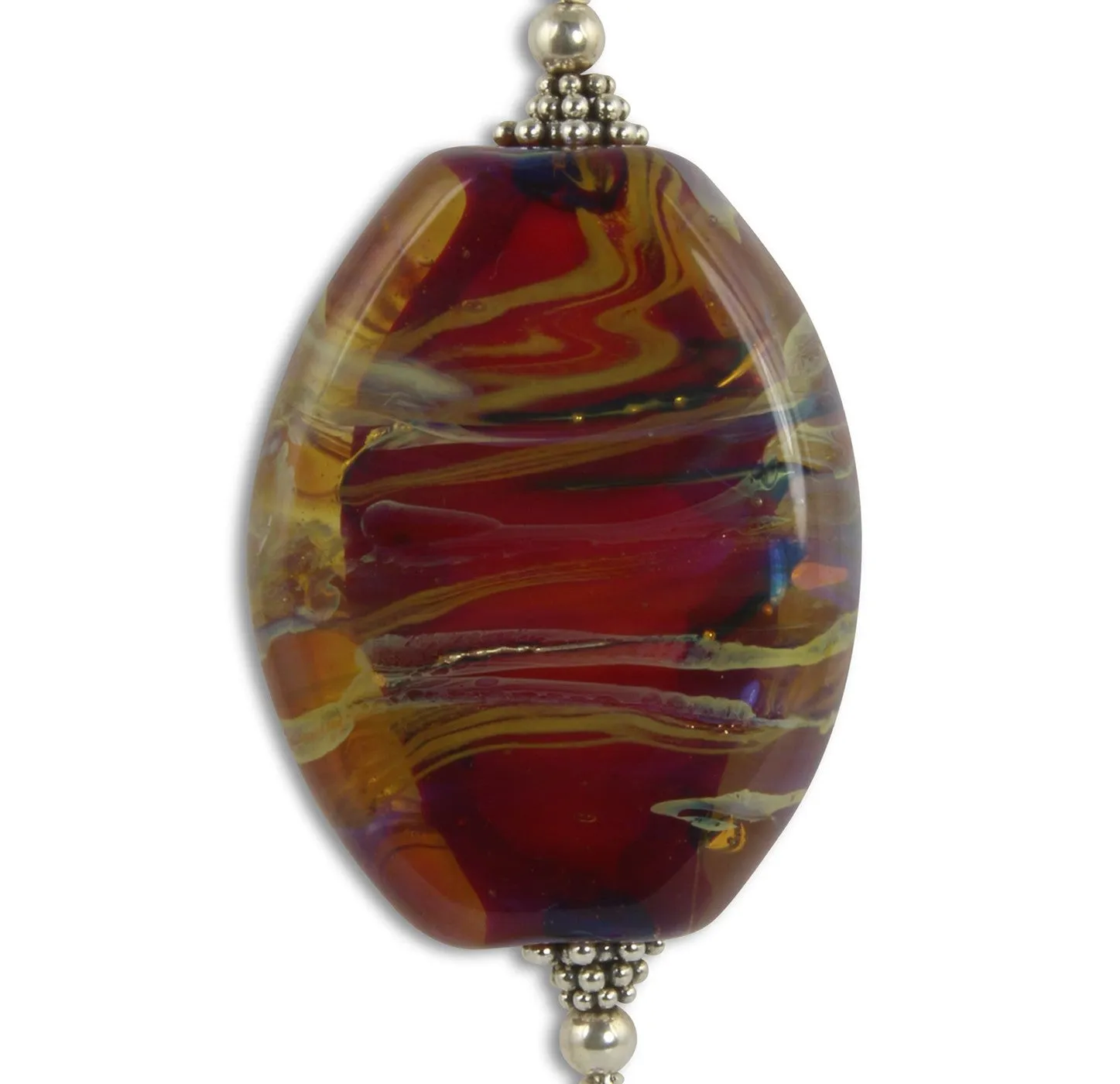 Cherry Red Lampwork Bead Necklace