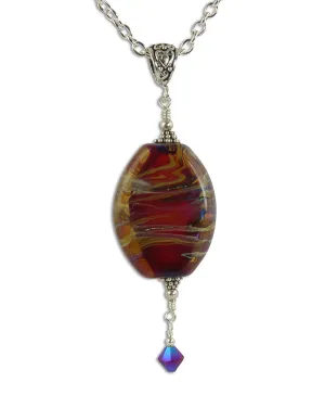 Cherry Red Lampwork Bead Necklace