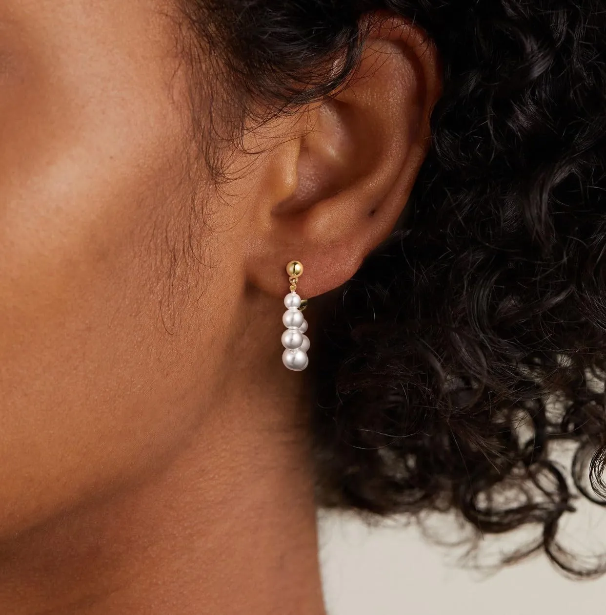 CHESKY Dainty Pearl Earrings for Women Trendy, Hypoallergenic Gold Plated Pearl Huggie Hoop Earrings for Women Non Tarnish, Cute 14K Gold Bridal Dangle Earrings for Wedding Jewelry