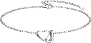 ChicSilver Sterling Silver Initial Bracelet Letters Personalized Heart Bracelet Hypoallergenic Dainty Bracelets for Women