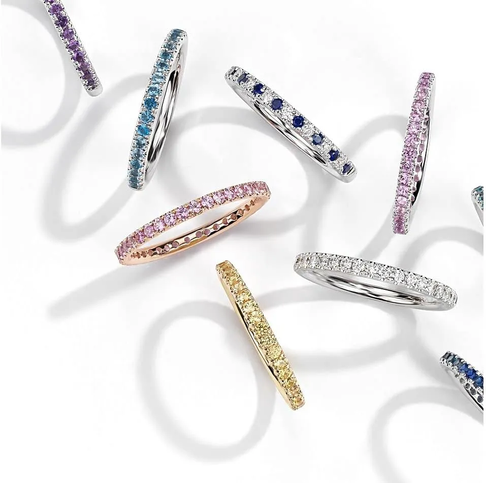 Choose Your Color Gemstone Band Rings 925 Sterling-Silver Beautiful Western Design