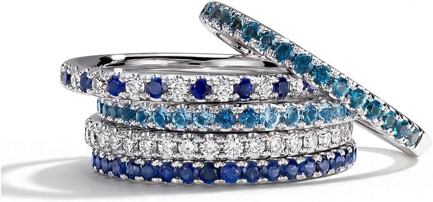 Choose Your Color Gemstone Band Rings 925 Sterling-Silver Beautiful Western Design