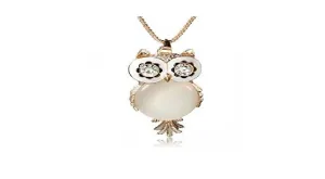 Chunky Antique Owl Pendant Necklace