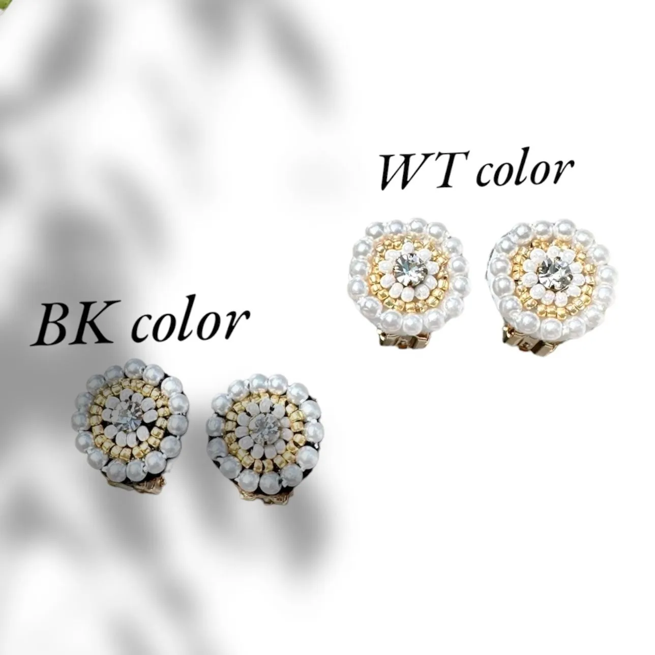 Circle Pierced earrings and Clip-on earrings with Bead Embroidery