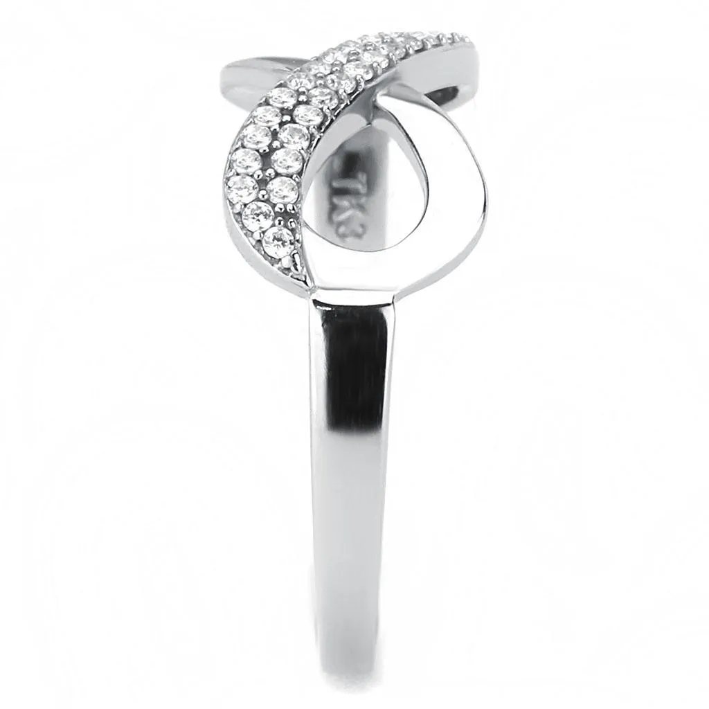 CJ054 Wholesale Women's Stainless Steel Clear AAA Grade CZ Minimal Infinity Ring
