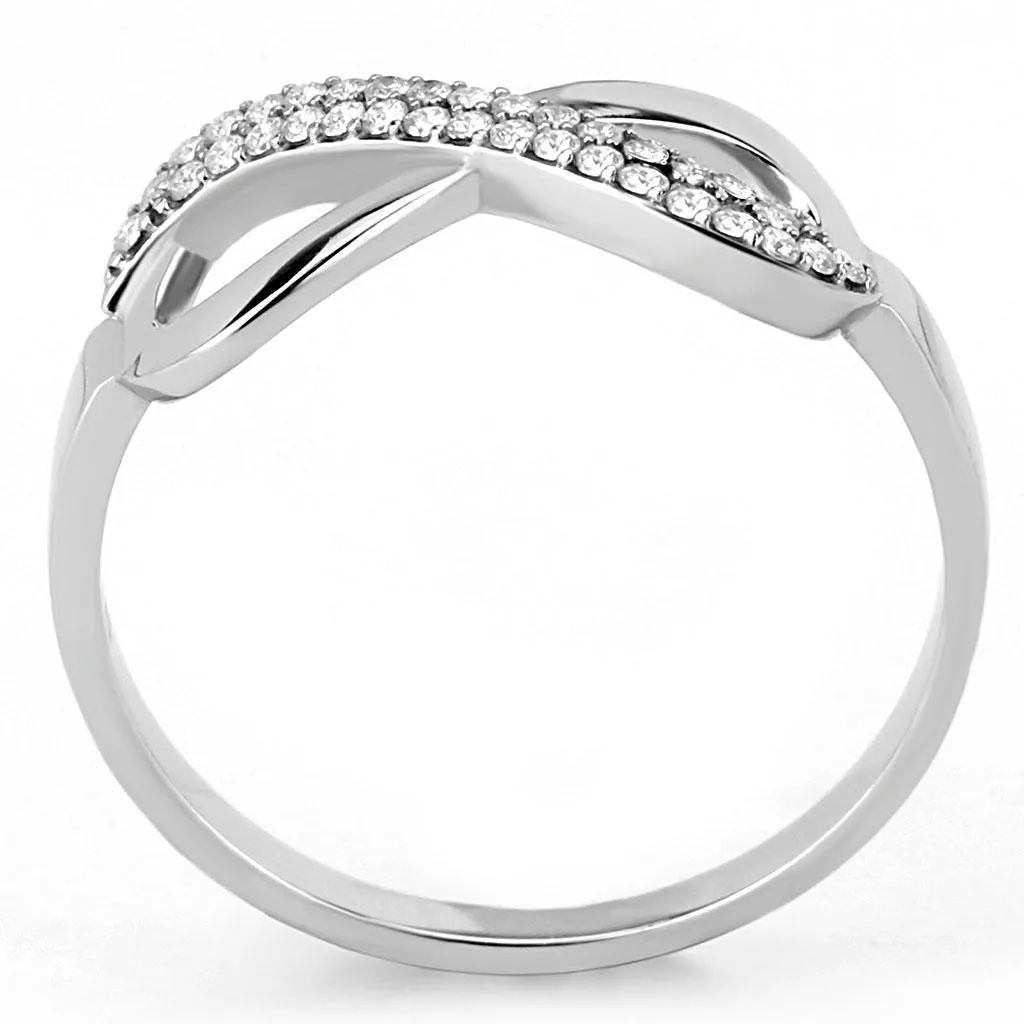 CJ054 Wholesale Women's Stainless Steel Clear AAA Grade CZ Minimal Infinity Ring