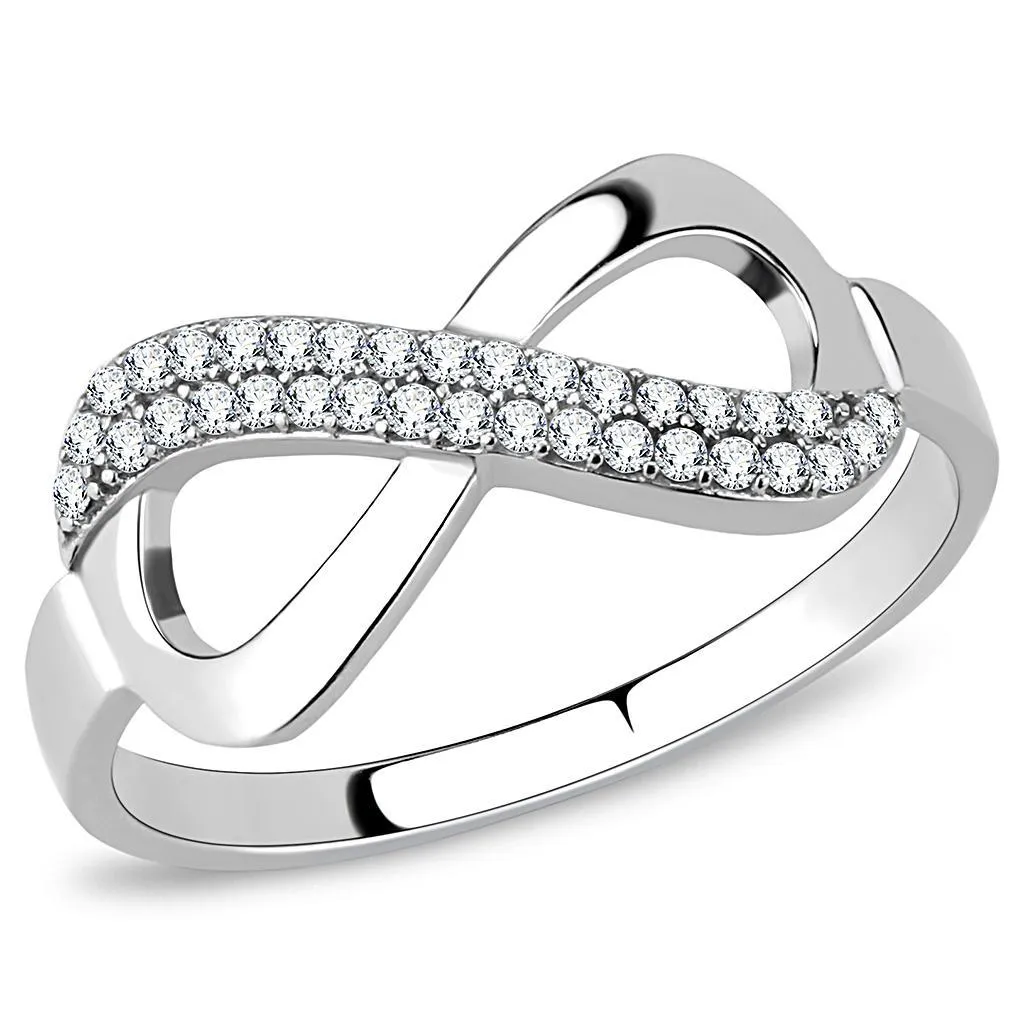CJ054 Wholesale Women's Stainless Steel Clear AAA Grade CZ Minimal Infinity Ring