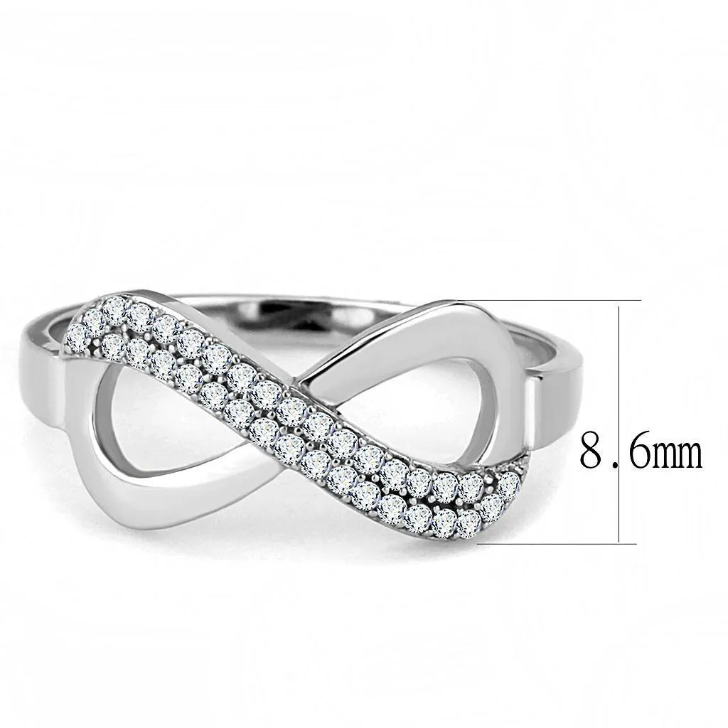 CJ054 Wholesale Women's Stainless Steel Clear AAA Grade CZ Minimal Infinity Ring