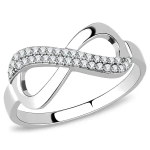 CJ054 Wholesale Women's Stainless Steel Clear AAA Grade CZ Minimal Infinity Ring