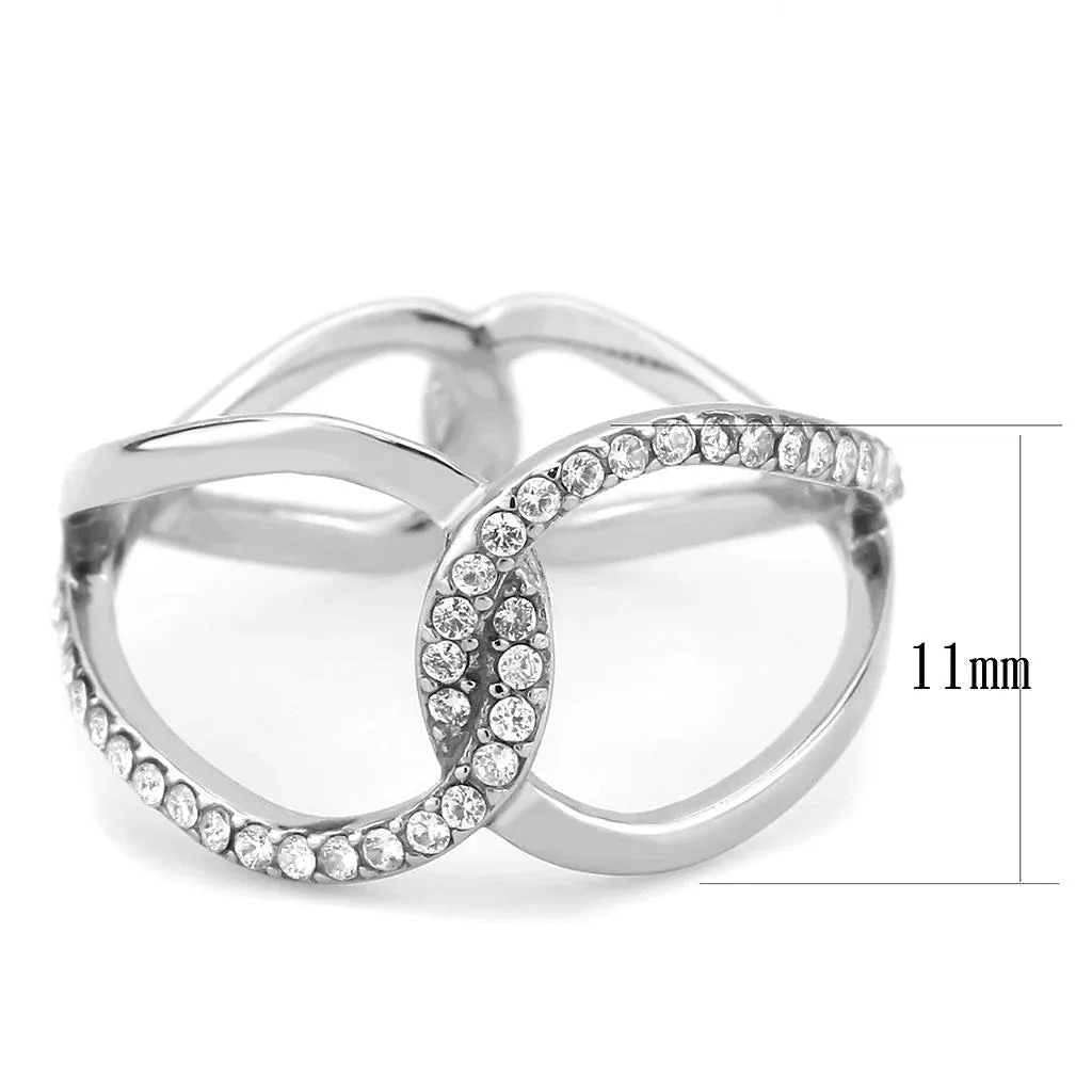 CJ307 Wholesale Women's Stainless Steel AAA Grade Clear CZ Minimal Ring