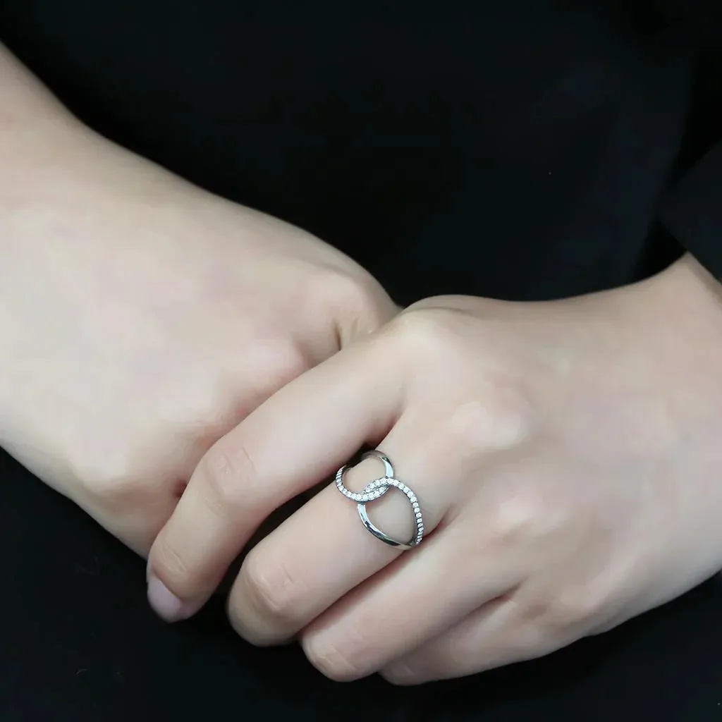 CJ307 Wholesale Women's Stainless Steel AAA Grade Clear CZ Minimal Ring