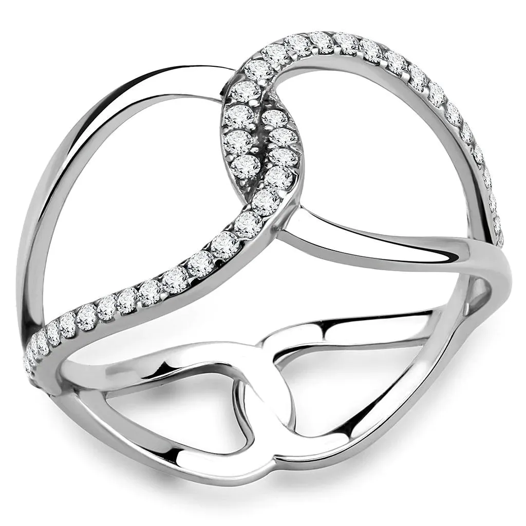 CJ307 Wholesale Women's Stainless Steel AAA Grade Clear CZ Minimal Ring