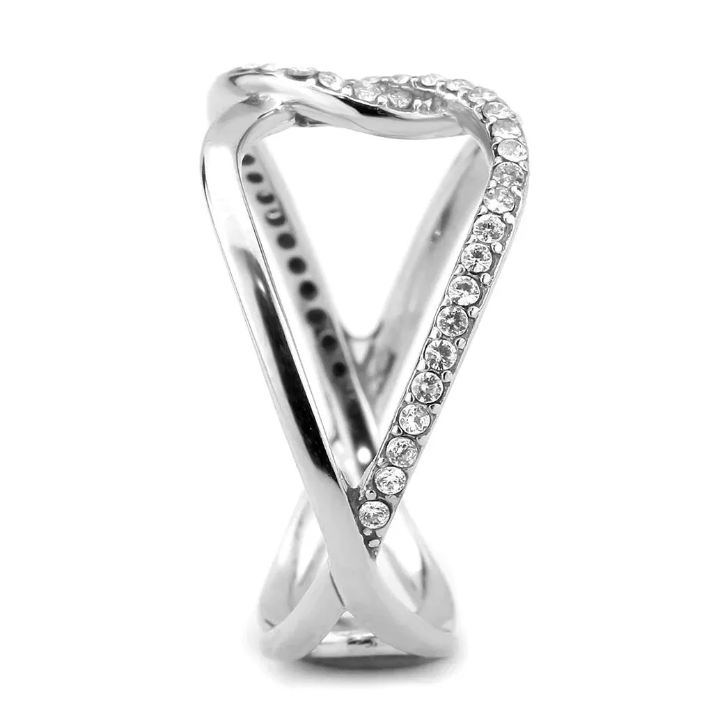 CJ307 Wholesale Women's Stainless Steel AAA Grade Clear CZ Minimal Ring