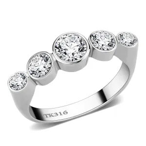 CJ3697 Wholesale Women's Stainless Steel High polished AAA Grade CZ Clear 5 Stone Minimal Ring