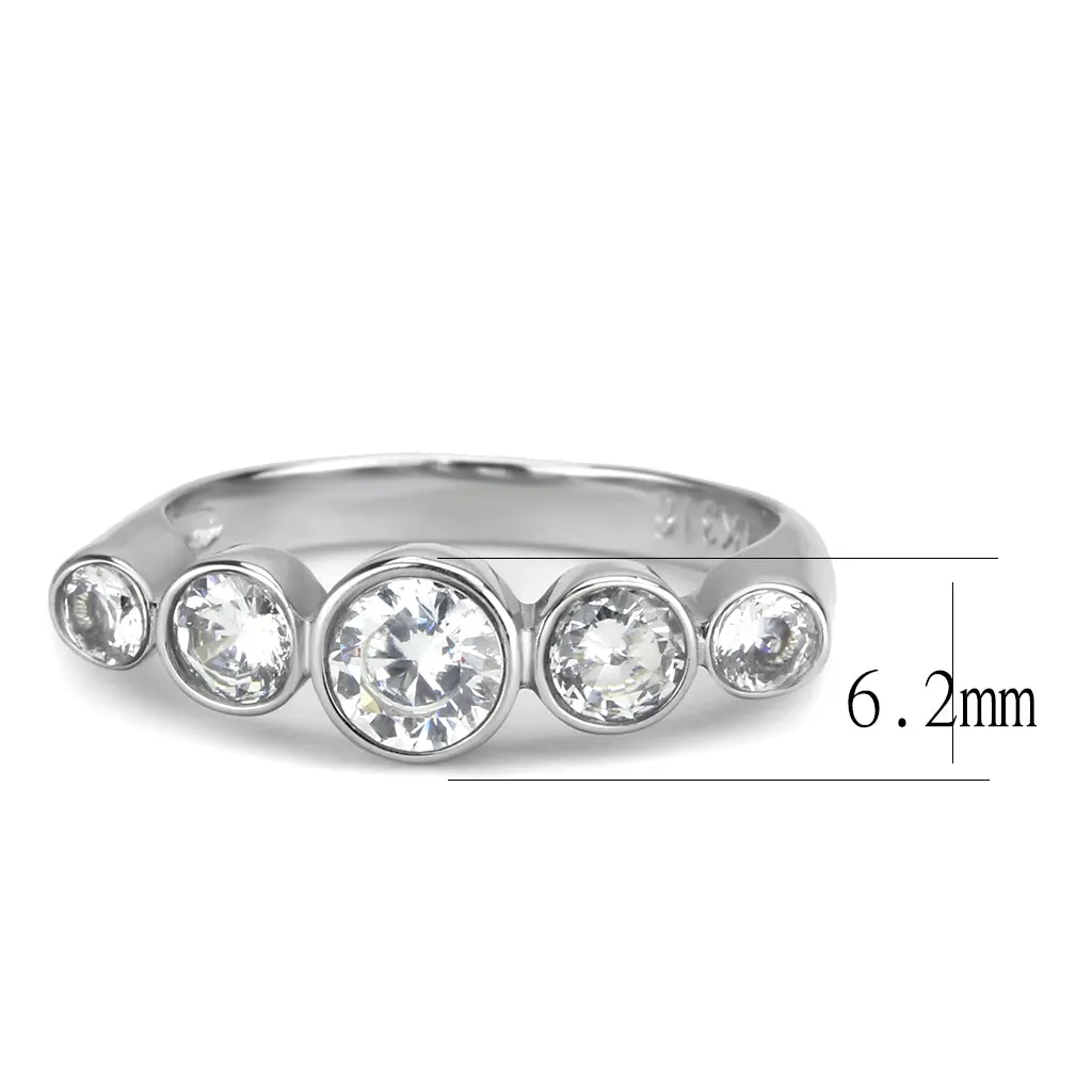 CJ3697 Wholesale Women's Stainless Steel High polished AAA Grade CZ Clear 5 Stone Minimal Ring