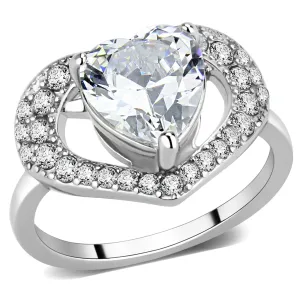 CJ3698 Wholesale Women's Stainless Steel High polished AAA Grade CZ Clear Minimal Heart Shape Ring