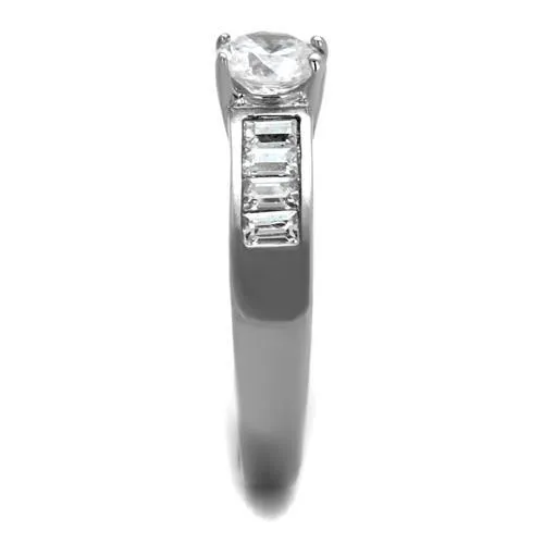 CJE2117 Wholesale Women's Stainless Steel AAA Grade CZ Clear Solitaire Minimal Ring