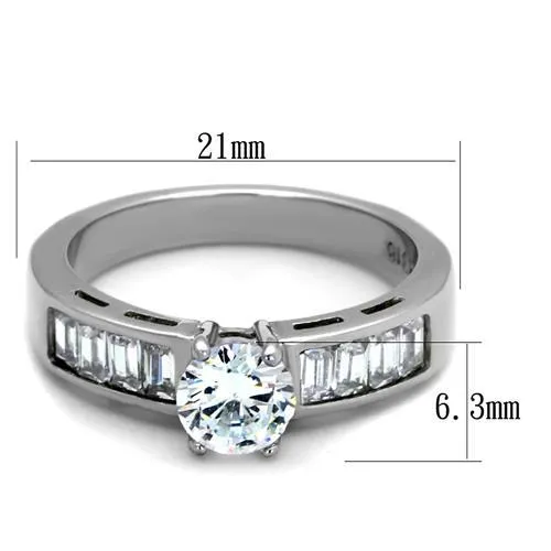 CJE2117 Wholesale Women's Stainless Steel AAA Grade CZ Clear Solitaire Minimal Ring