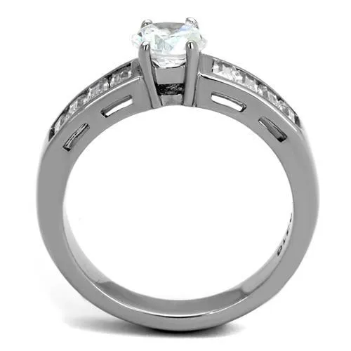 CJE2117 Wholesale Women's Stainless Steel AAA Grade CZ Clear Solitaire Minimal Ring