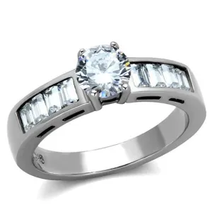CJE2117 Wholesale Women's Stainless Steel AAA Grade CZ Clear Solitaire Minimal Ring