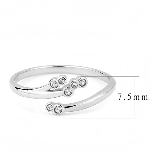 CJE3570 Wholesale Women's Stainless Steel No Plating AAA Grade CZ Clear Minimal Ring
