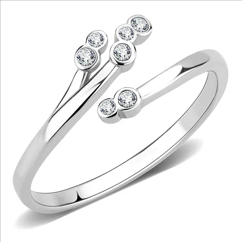 CJE3570 Wholesale Women's Stainless Steel No Plating AAA Grade CZ Clear Minimal Ring