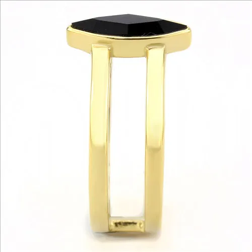 CJE3591 Wholesale Women's Stainless Steel Top Grade Crystal Jet Minimal Ring