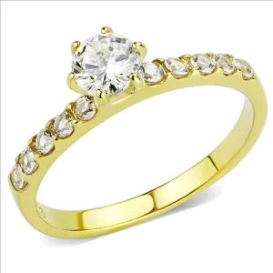 CJE3605 Wholesale Women's Stainless Steel IP Gold AAA Grade CZ Clear MInimal Ring