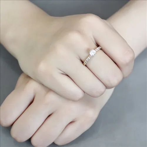 CJE3605 Wholesale Women's Stainless Steel IP Gold AAA Grade CZ Clear MInimal Ring