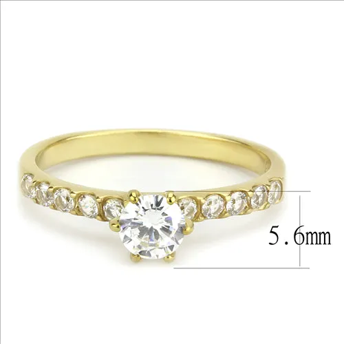 CJE3605 Wholesale Women's Stainless Steel IP Gold AAA Grade CZ Clear MInimal Ring