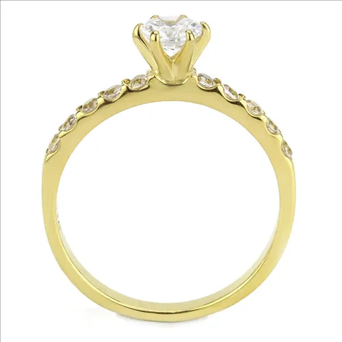 CJE3605 Wholesale Women's Stainless Steel IP Gold AAA Grade CZ Clear MInimal Ring