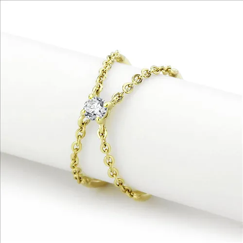 CJE3627 Wholesale Women's Stainless Steel IP Gold AAA Grade CZ Clear Chain link Ring
