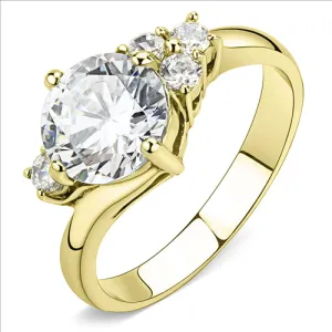 CJE3670 Wholesale Women's Stainless Steel IP Gold AAA Grade CZ Clear Five Stone Ring