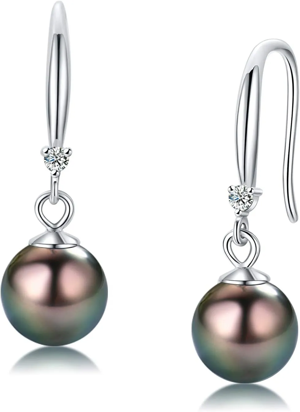 Classic AAA Quality Genuine Tahitian Black Pearl Dangle Drop Earrings 8-9mm  Birthday Anniversary Jewelry Gifts for Women