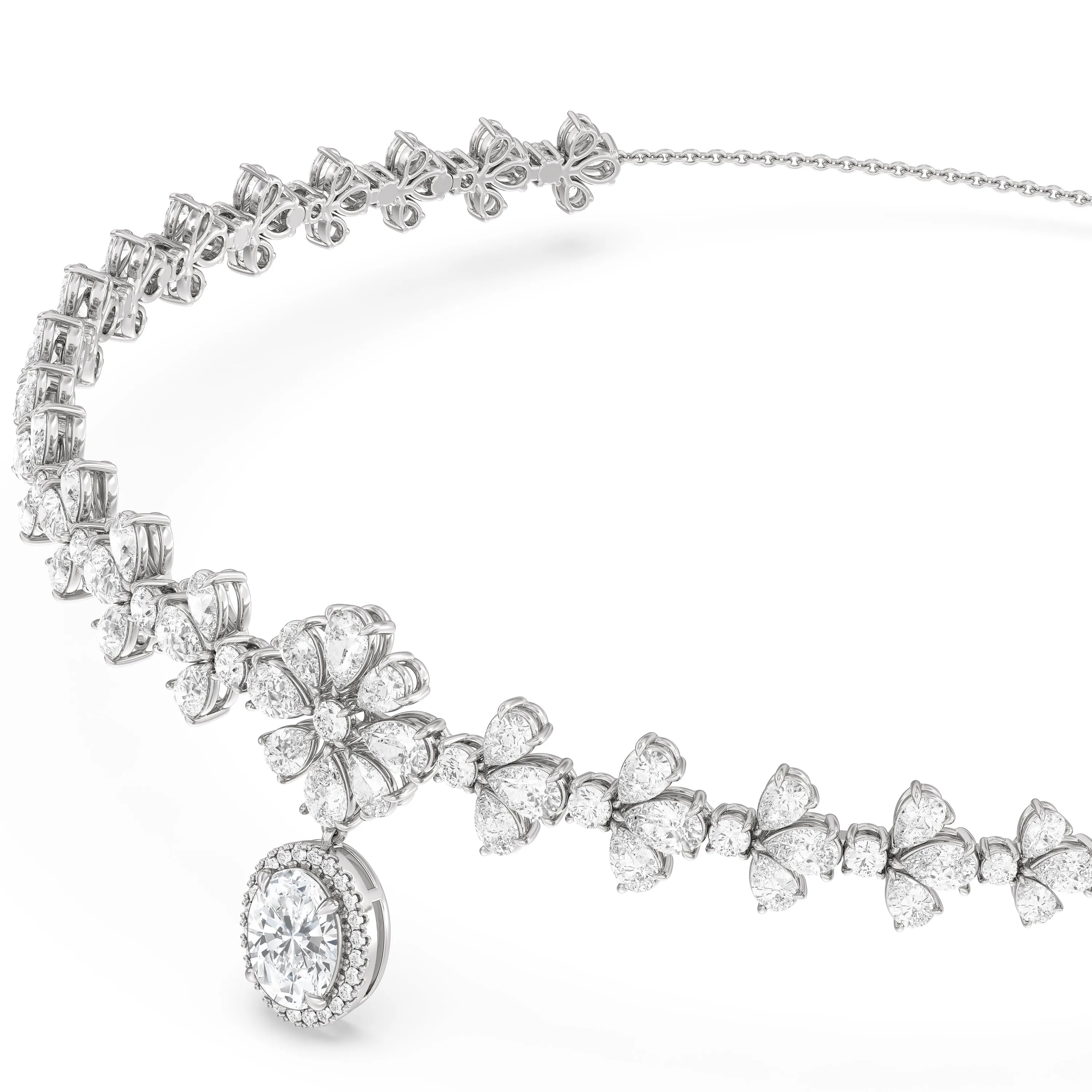 Classic Oval Halo Dangle Choker Necklace