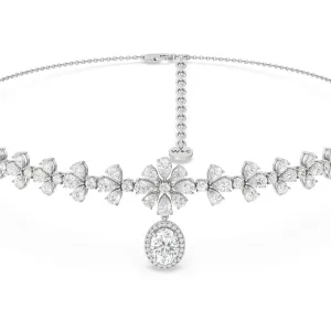 Classic Oval Halo Dangle Choker Necklace