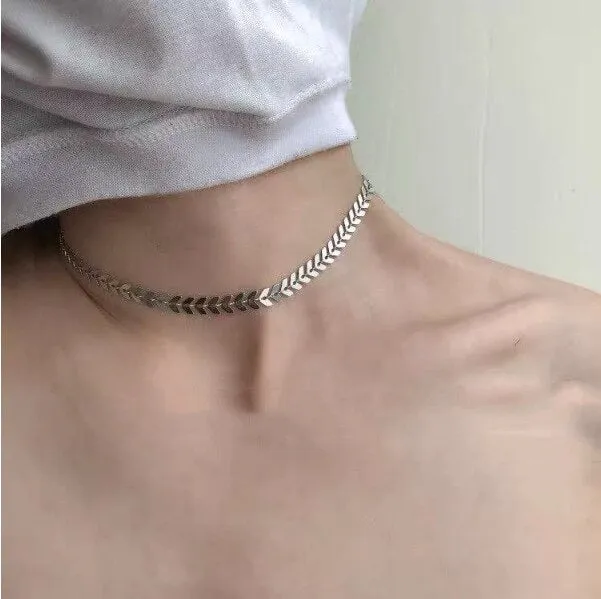 Classic Trendy Metal Silver Color Clavicle Chain Necklaces Stainless Steel Pendant Temperament Jewelry For Women Girls Necklaces