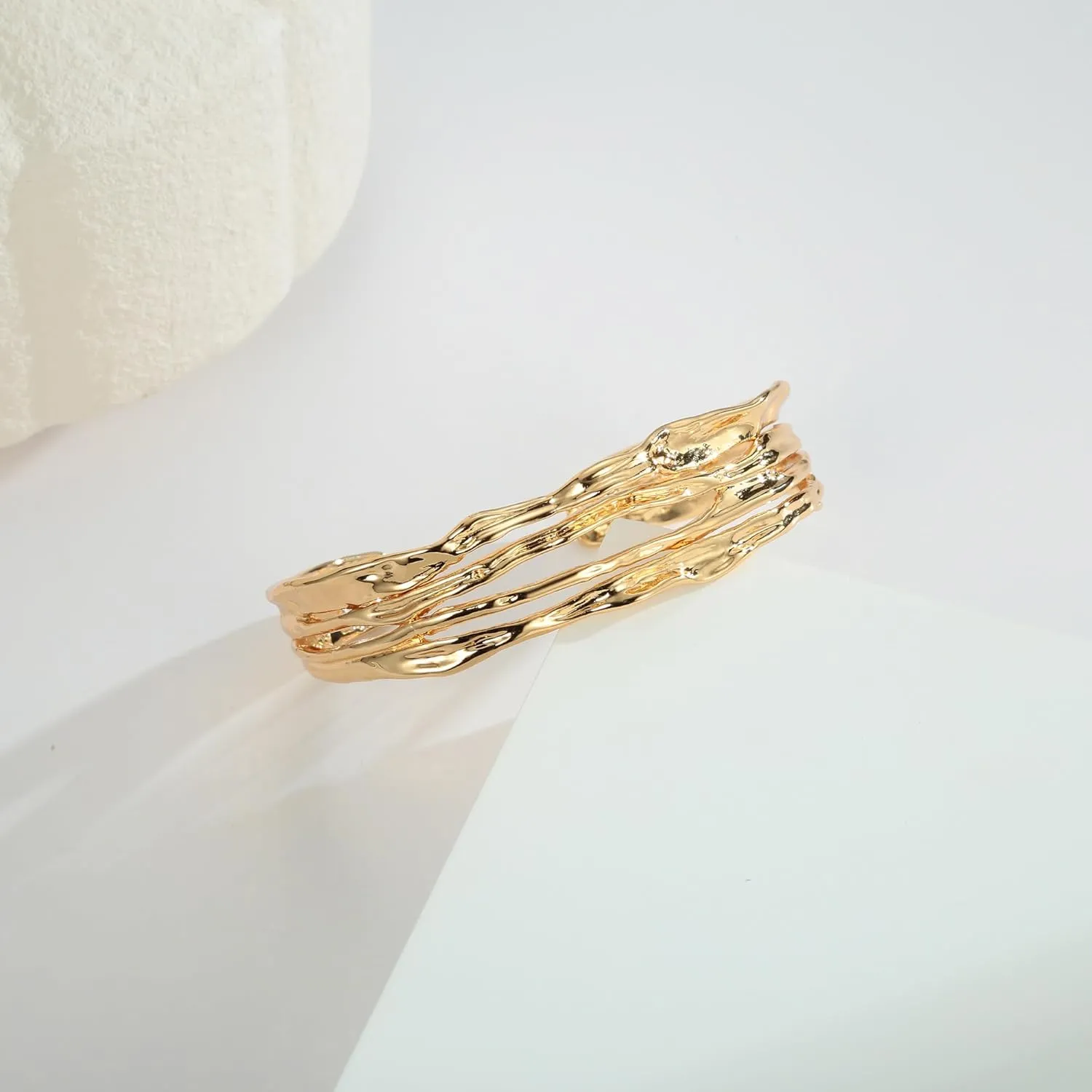 CLASSYZINT Dainty Gold/Silver Muilt-layer Cuff Bangle Bracelets For Women Adjustable Thin Minimalist Open Cuff Bracelet