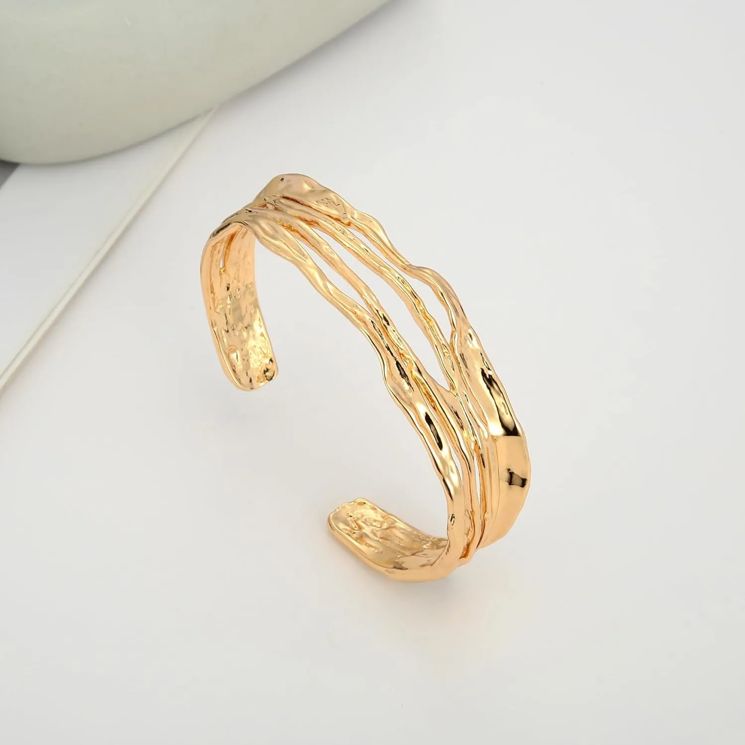 CLASSYZINT Dainty Gold/Silver Muilt-layer Cuff Bangle Bracelets For Women Adjustable Thin Minimalist Open Cuff Bracelet