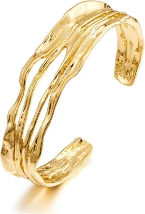 CLASSYZINT Dainty Gold/Silver Muilt-layer Cuff Bangle Bracelets For Women Adjustable Thin Minimalist Open Cuff Bracelet