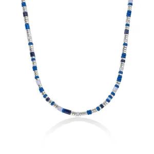 Colorblock Choker, Silver, Slim|NBS986611BULPZBLA