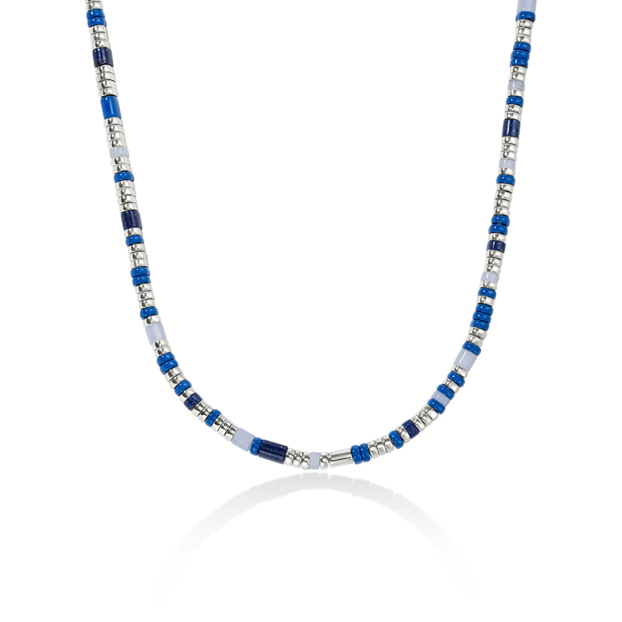 Colorblock Choker, Silver, Slim|NBS986611BULPZBLA