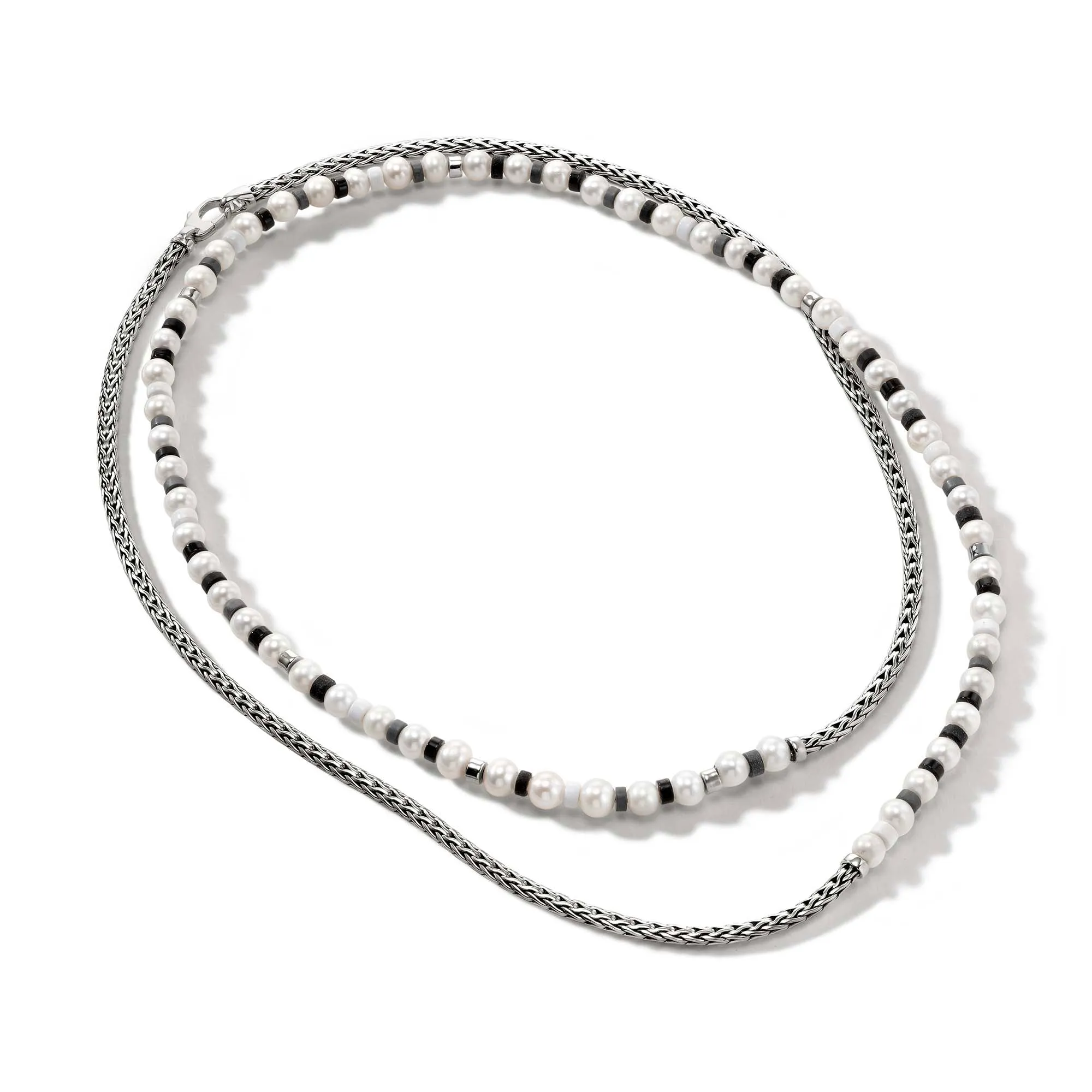 Colorblock Necklace, Silver, Pearl|NBS9011091BONHE
