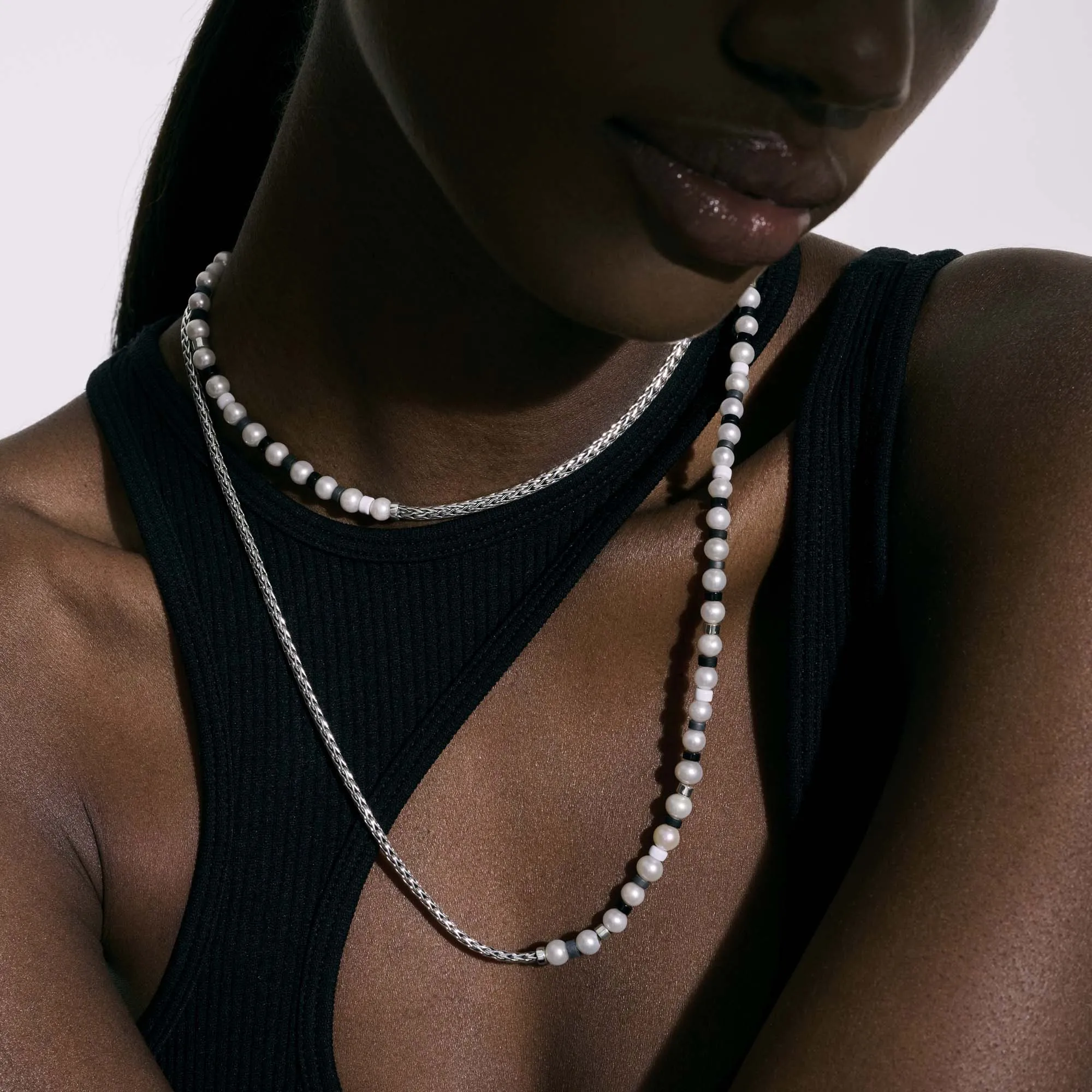 Colorblock Necklace, Silver, Pearl|NBS9011091BONHE